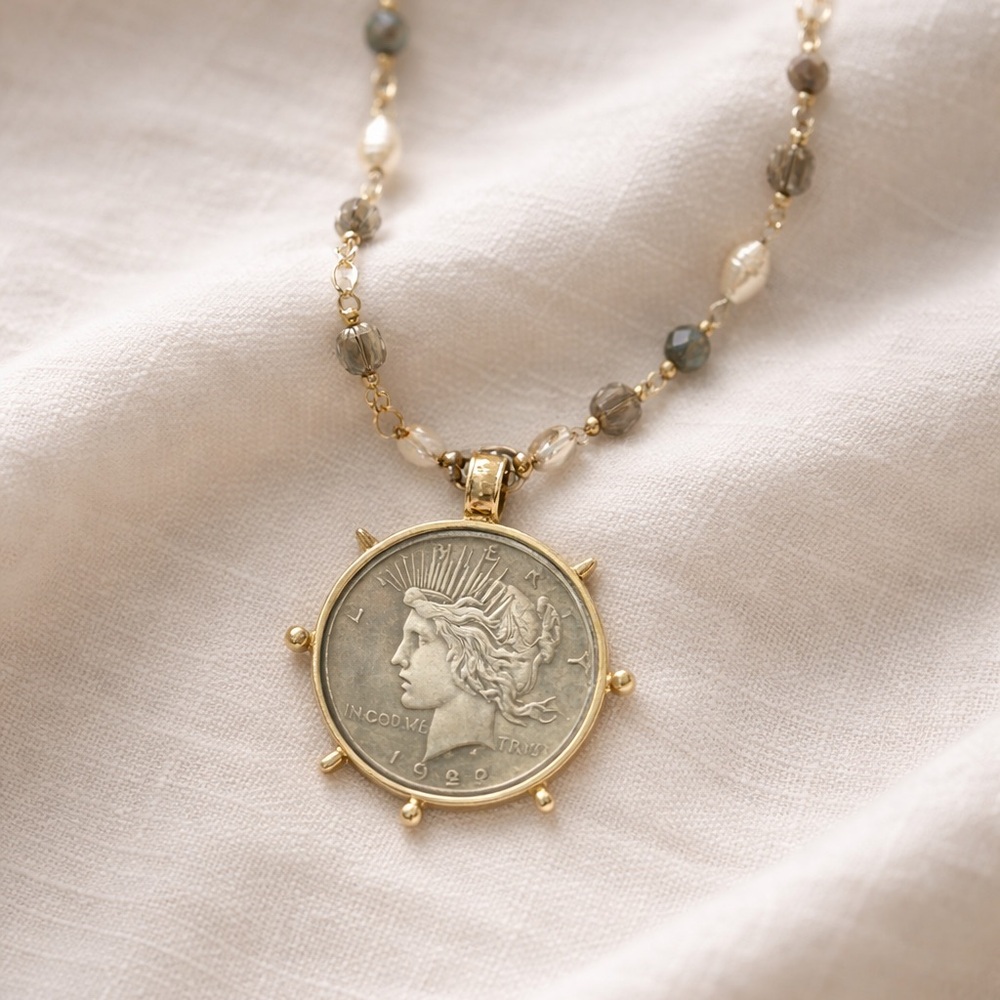 Statement piece Coin Beaded Necklace